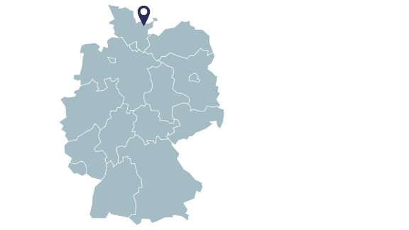 Deutschlandkarte mit einer Markierung in Selent